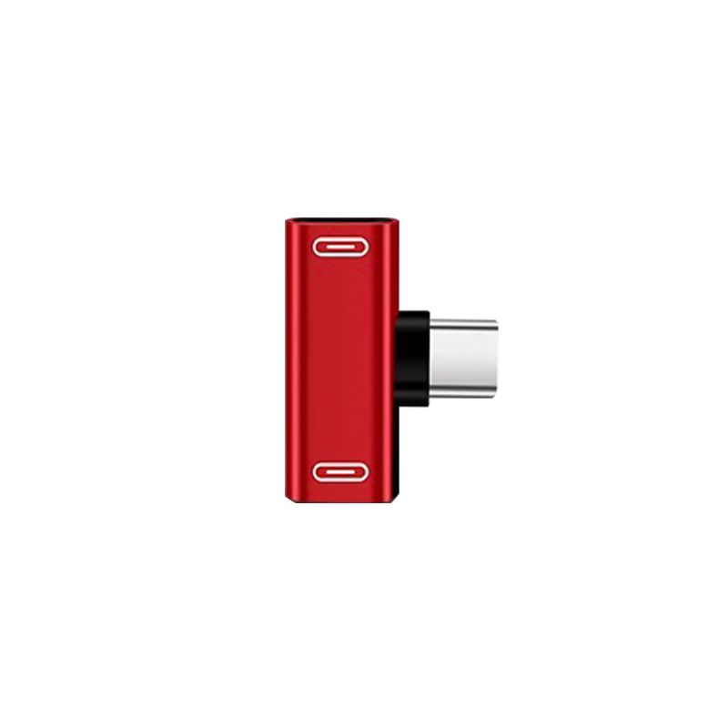 2 in 1 USB C Splitter Type C Male to Dual Type C Female Adapter(Red)