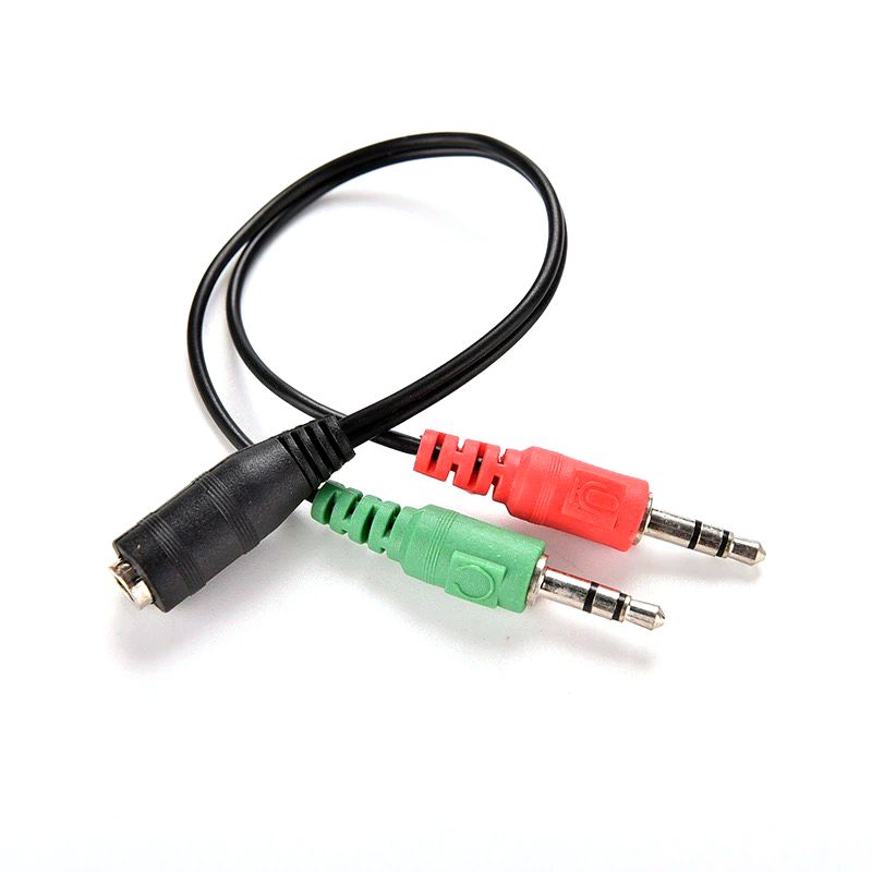 3.5mm Female to 2 Port 3.5mm Male Cable (0.45ft)(Red&Green)