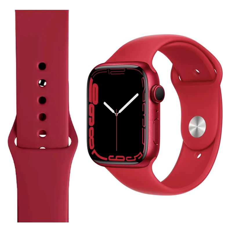 Silicone Strap for Apple iWatch Series (42/44/45/49MM)(Red Wine)
