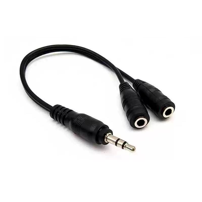 3.5mm Male to 2 Port 3.5mm Female Cable (0.42ft)(Black)