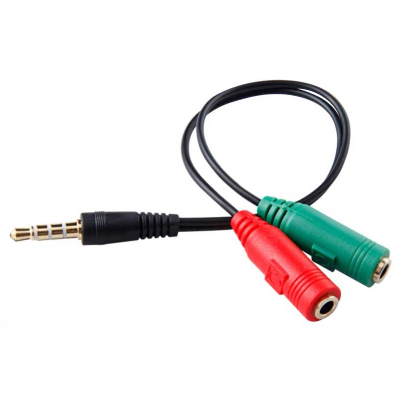 3.5mm Male to 2 Port 3.5mm Female Cable (0.45ft)(Red&Green)