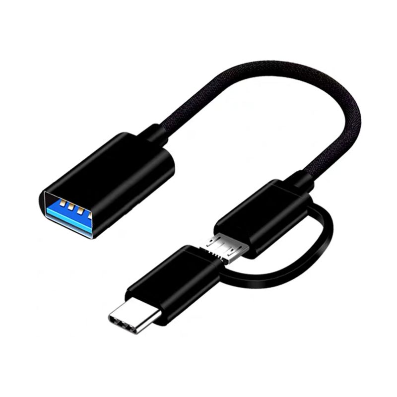 2 In1 Type-c Male Micro USB Male To USB Female(Black)