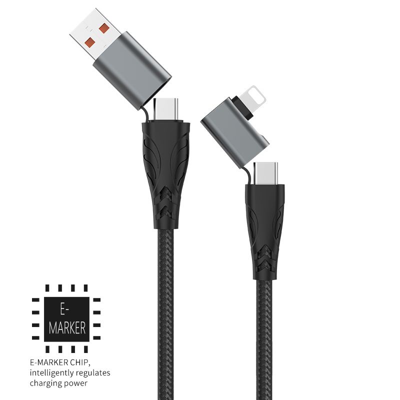 4 in 1 Fast Charging Data Cable-Black(1.0M)