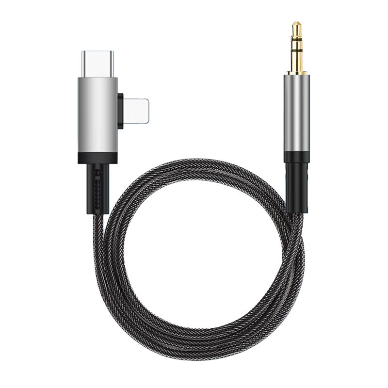 2 in 1 3.5mm Headphone Femal to Lighting Femal and USB C Femal (Sliver)(2.95ft)