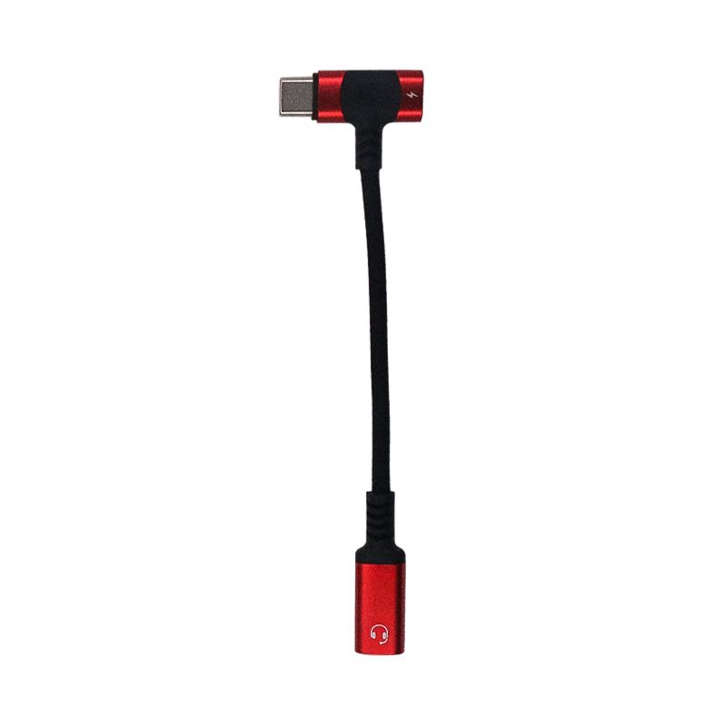 2 in 1 3.5mm Headphone Femal to USB C Male and USB C Female (Red)(T-shaped)(0.3ft)