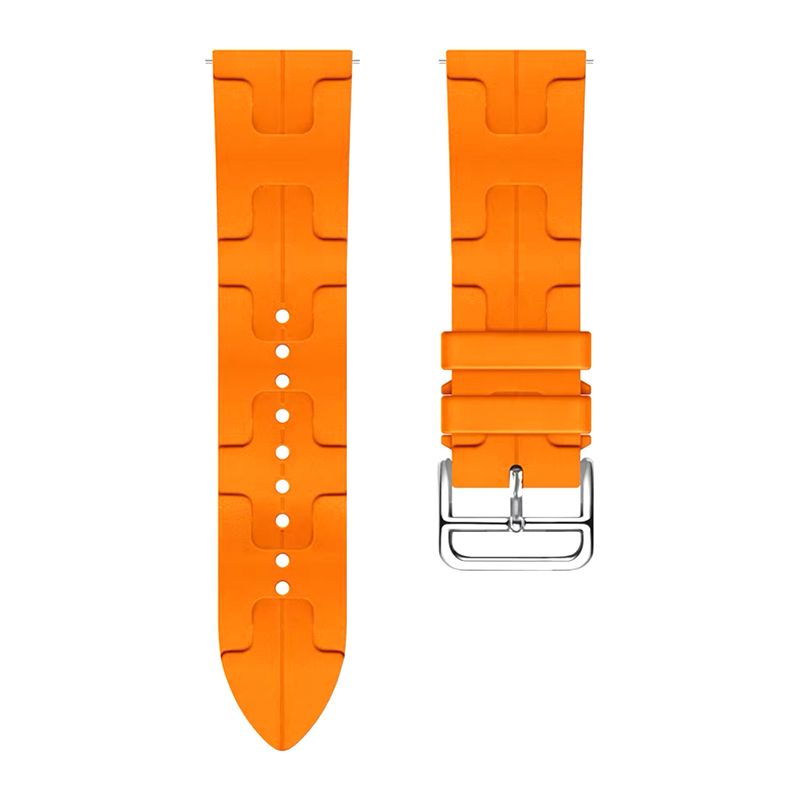 H-shaped pattern Silicone Strap for Samsung Galaxy Watch4/5/6(40mm 44mm)/Watch 4 Classic(42mm 46mm)/Watch 6 Classic(43mm 47mm)(Orange)(20/20mm)