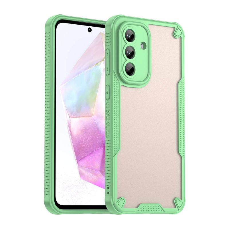 For Samsung Galaxy A36 5G Armor Case-PC+TPU Hybrid,Frosted Semi-Transparent,Anti-Shock Design(Green)