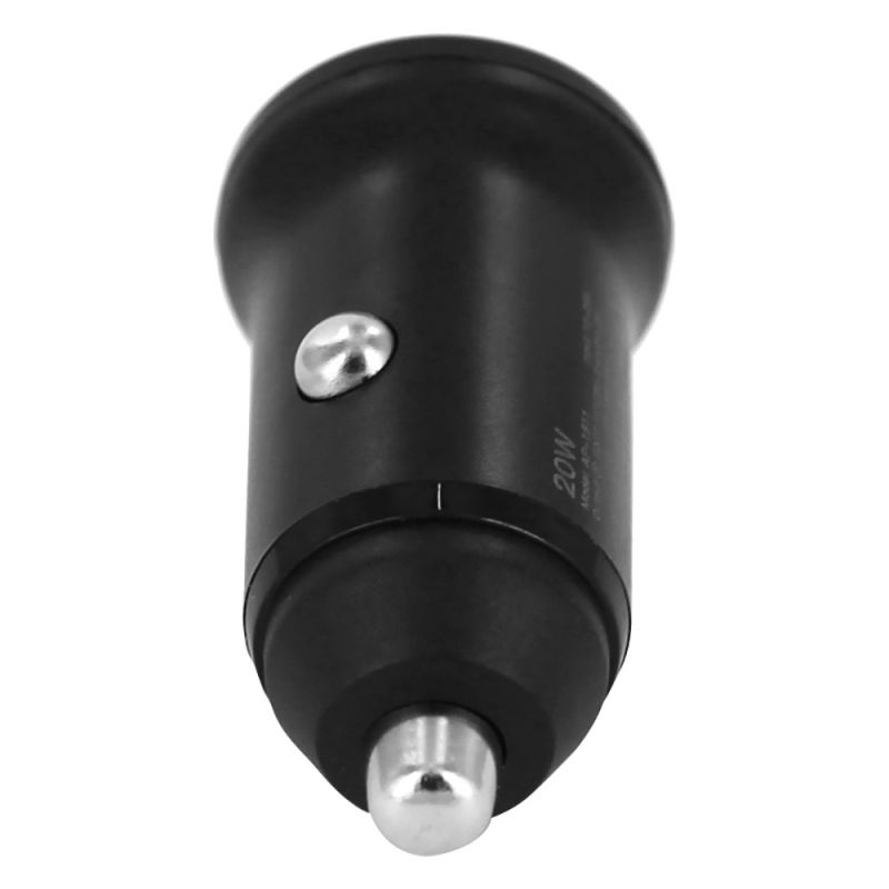 Mini 2-Port PD Type C (20W) & QC 3.0 (18W)Car Charger Adapter for Mobile Phone(HL-PD01) - Black