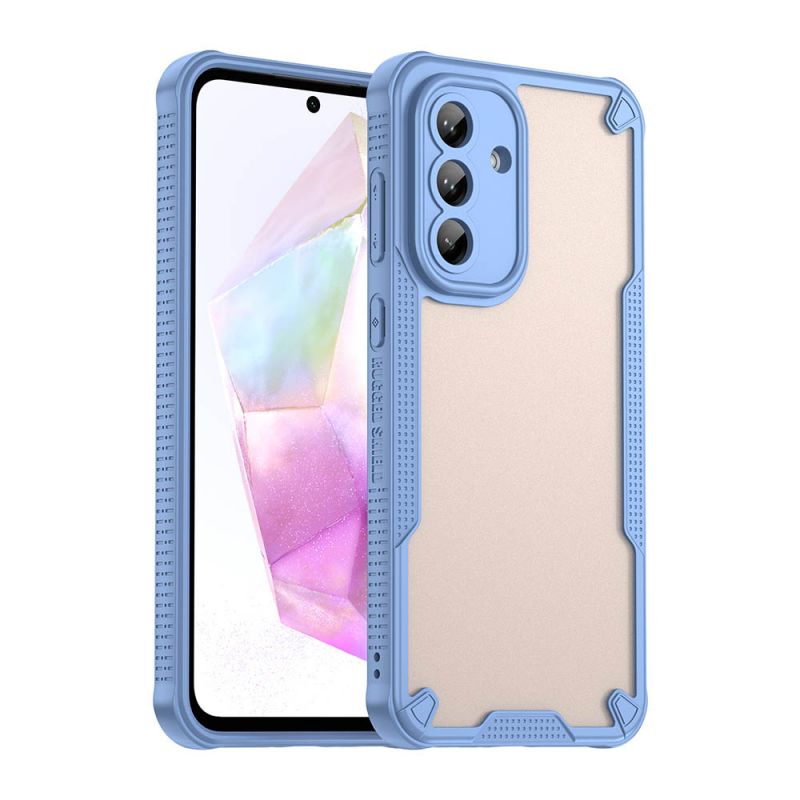 For Samsung Galaxy A36 5G Armor Case-PC+TPU Hybrid,Frosted Semi-Transparent,Anti-Shock Design(Blue)