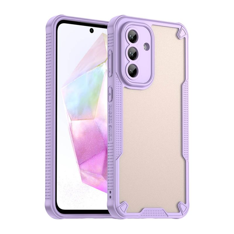 For Samsung Galaxy A36 5G Armor Case-PC+TPU Hybrid,Frosted Semi-Transparent,Anti-Shock Design(Purple)