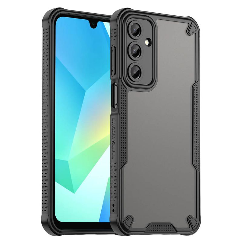 For Samsung Galaxy A16 5G/4G Armor Case-PC+TPU Hybrid,Frosted Semi-Transparent,Anti-Shock Design(Black)