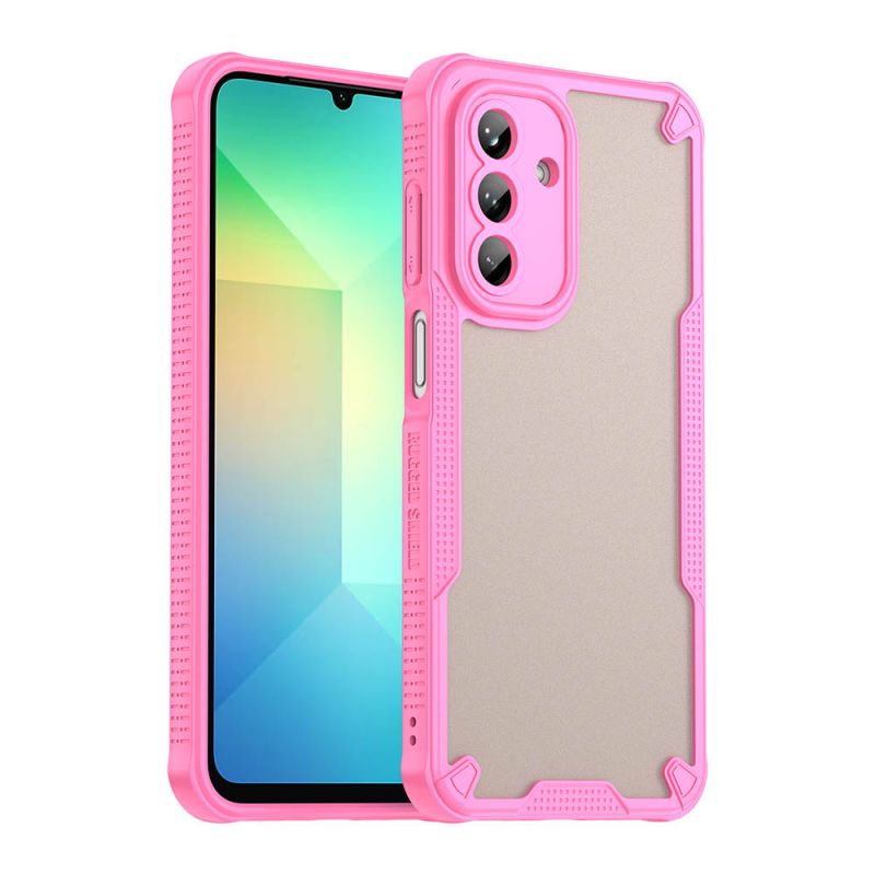 For Samsung Galaxy A26 5G Armor Case-PC+TPU Hybrid,Frosted Semi-Transparent,Anti-Shock Design(Pink)