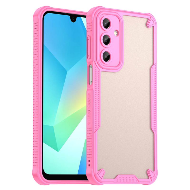 For Samsung Galaxy A16 5G/4G Armor Case-PC+TPU Hybrid,Frosted Semi-Transparent,Anti-Shock Design(Pink)