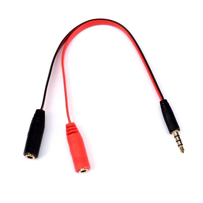 3.5mm Male to 2 Port 3.5mm Female Cable (0.45ft)(Black&Red)