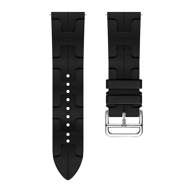 H-shaped pattern Silicone Strap for Samsung Galaxy Watch4/5/6(40mm 44mm)/Watch 4 Classic(42mm 46mm)/Watch 6 Classic(43mm 47mm)(Black)(20/20mm)