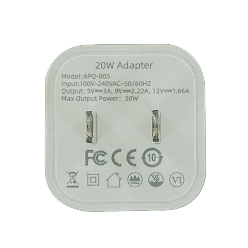 PD Type C (20W) & USB Wall Charger Adapter for Mobile Phone (APQ-005) - White