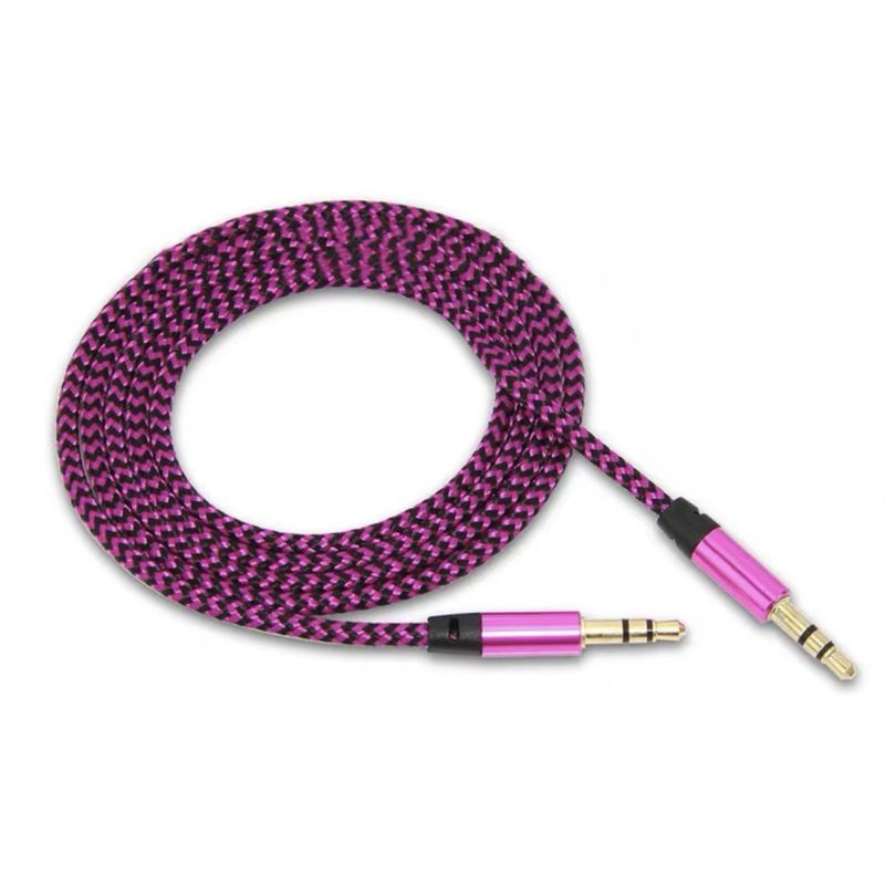 3.5mm Male to Male Nylon Braided Audio Aux Cable(Purple)(3.4ft)