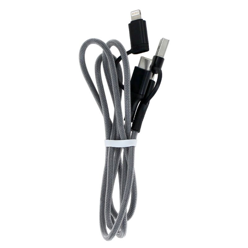 4-in-1 USB 2.0/USB-C to USB-C/8-Pin Charging Data Cable-Gray (1.0M)