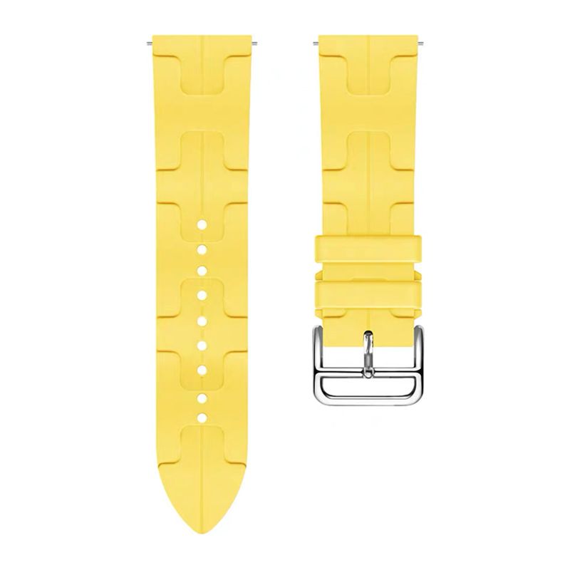 H-shaped pattern Silicone Strap for Samsung Galaxy Watch4/5/6(40mm 44mm)/Watch 4 Classic(42mm 46mm)/Watch 6 Classic(43mm 47mm)(Pale Yellow )(20/20mm)